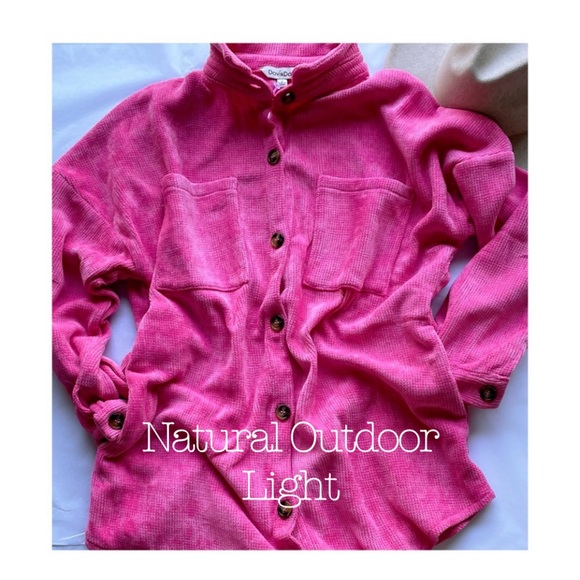 Luxurious Soft Pink Chenille Oversized Button Down Duo Cardigan/Jacket - Picture 4 of 11